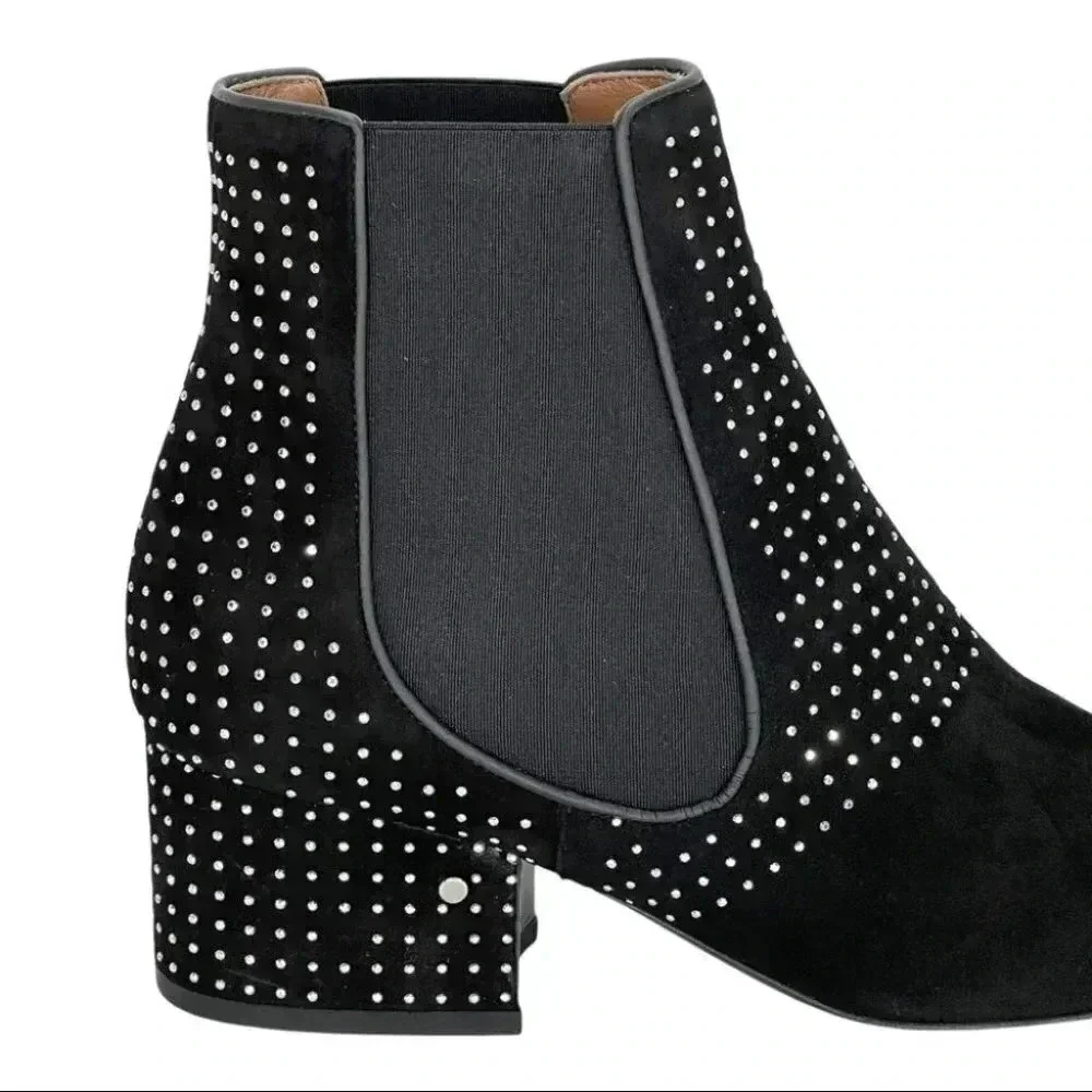 Laurence Dacade Rocco Black Suede Studded Womens Booties Size 7.5M EU 38.5 - Picture 7 of 16